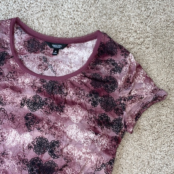 Simply Vera Vera Wang Lightweight Tunic Top with Chiffon Trim - Size M - Picture 2 of 5